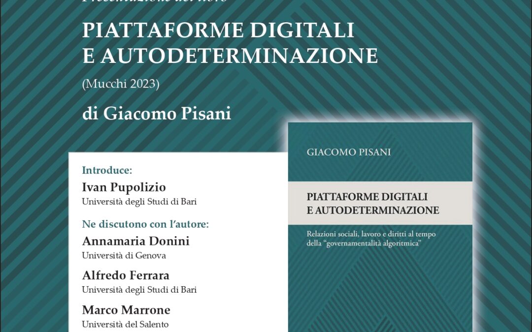 Seminario di presentazione del libro “Piattaforme digitali e autodeterminazione”