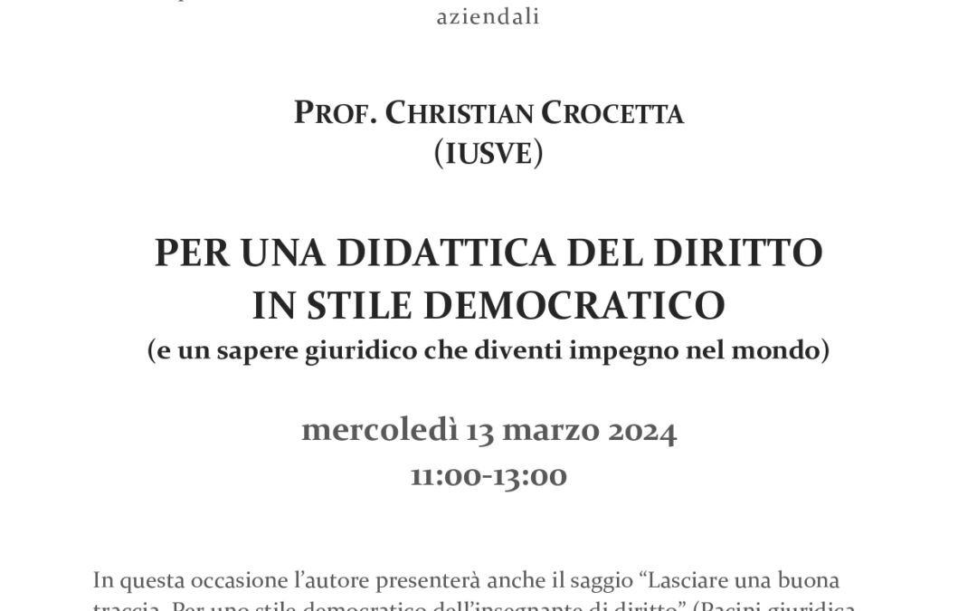Per una didattica del diritto in stile democratico