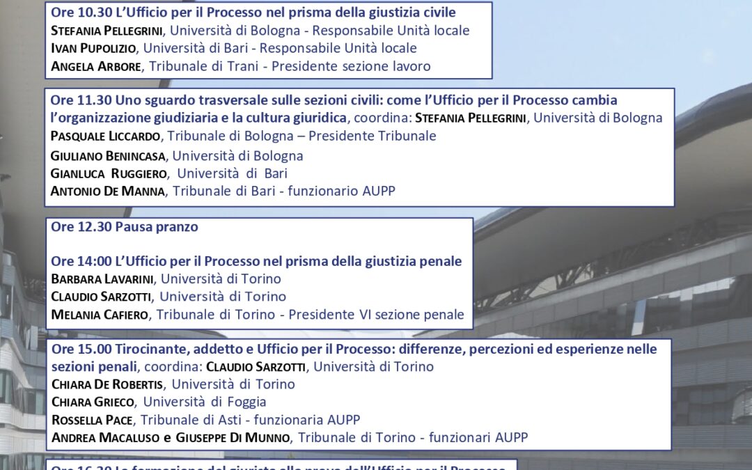 Convegno PRIN “L’impatto dell’Ufficio per il Processo sulla cultura giuridica e sull’organizzazione giudiziaria”