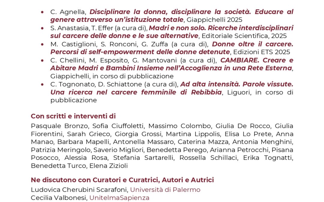 Seminario “Il carcere delle donne e le sue alternative. Lo stato delle ricerche”